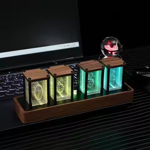 Nixie Tube Clock Colorful LED Digital table Clock USB Powered Alarm Clock Large Display Clock for Be