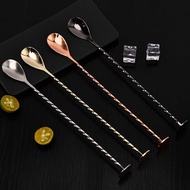 Cross-Border 304 Stainless Steel Spoon Spoon Round Bottom Bar Spoon Coffee Honey Threaded Stirring S