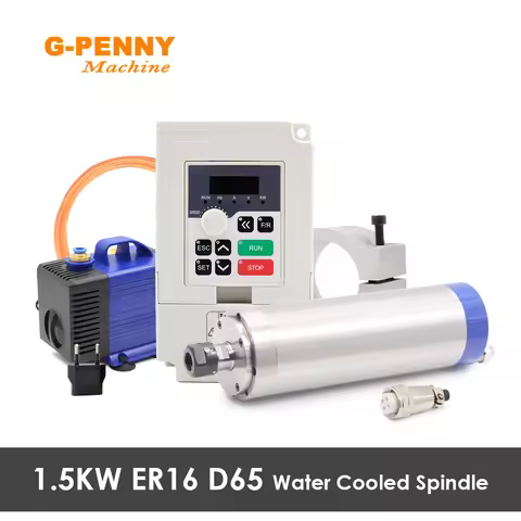 G-Penny 1.5kw ER16 D=65mm 110v/220v Water Cooled Spindle Motor Kits and 1.5kw H100 Motor speed contr