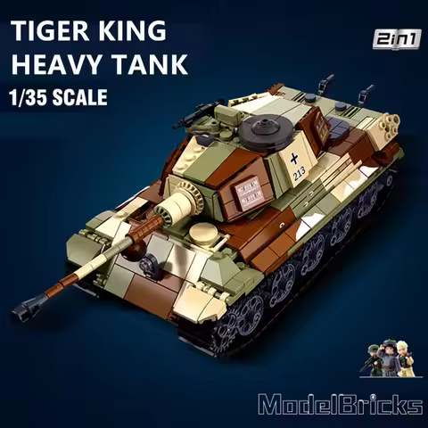 Sluban 930PCS ARMY Tiger King Heavy Tank Land Force WW2 Military Soldier Building Blocks Sets Educat