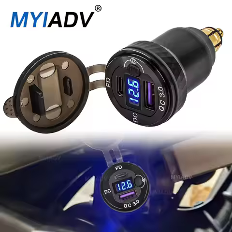 DIN Hella QC3.0 USB Charger PD Type-C Motorcycle Charger With Switch For BMW R1200RT R1250GS R1200GS