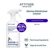 ATTITUDE Kitchen Cleaner Disinfectant 99.99% Spray - nature+ technology - Thyme & Lavender - Vegan &