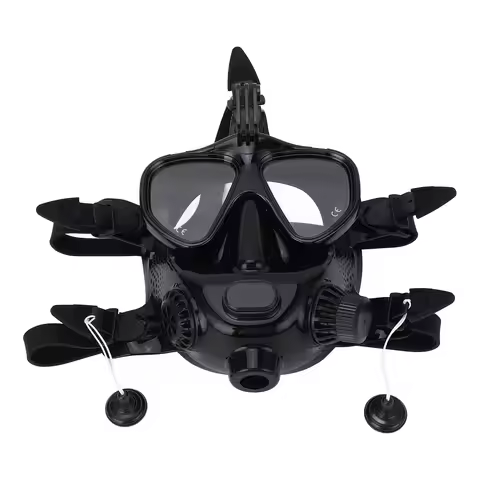 Full Face Diving Goggle Anti Fog Leakproof 180° Panoramic View Silicone Face Goggle with Camera Moun