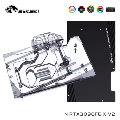 Bykski Water Cooler Only For NVIDIA Geforce RTX 3090 Founders Edition Graphics Card ,Full Cover Wate