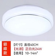 Others - 中式簡約圓形LED吸頂燈【銀線款-24w正白光】（尺寸：直徑40cm）#Z257014095