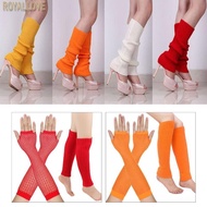 Royal 2PCS Mesh Gloves with Calf Sock Set for Halloween Party Woman Half Finger Mitten with Leg Warm