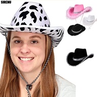SIRENU Cowgirl Hat Women Funny Cosplay Costume Party Performance Sequin Cowgirl Hats