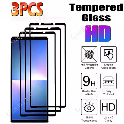 3PCS Full Cover Tempered Glass For Sony Xperia 5 IV 10 VII 1 VIII V VI III II Xperia5IV Xperia1VIII 