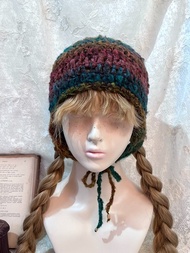 民族風漸層耳罩帽 | 復古風鉤織耳罩毛線帽 | 手工製作保暖帽