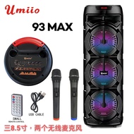 Umiio 93MAX Portable Wireless Bluetooth Speaker with Flashing Light and with Wireless MIC 2PCS wireless microphone
