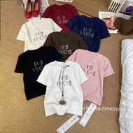 Women's short-sleeved round neck T-shirt embroidered with the word AMO in Guangzhou, medium form, su