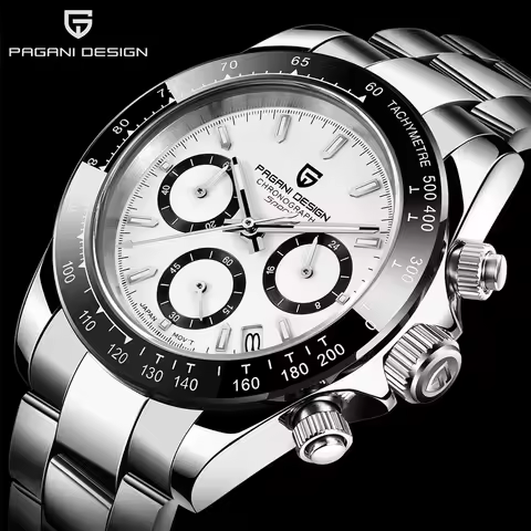 Pagani Design PD‑1644 Men Quartz Chronograph Watch Japan VK63 Movement Ceramic Bezel Sapphire Glass