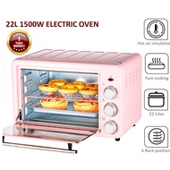 22L DESSINI ITALY Electric Oven Convection Hot Air Fryer Toaster Timer Oil Free Roaster Breakfast Machine (PINK)