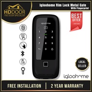 Igloohome Rim Lock Metal Gate with Fingerprint | 6 Way Authentication | Best Fit for any type of Gate | Igloohome Lock