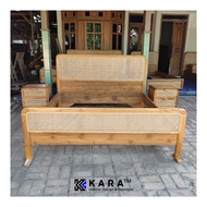 Tempat Tidur 180x200 Kayu Jati Mix Rotan / Dipan Free Ongkir Jawa-Bali