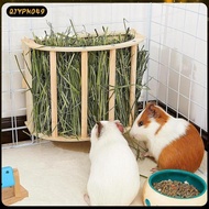 [qjypno49] Rabbit Hay Feeder Wood Small Animal Feeding Holder Less Wasted Grass Holder Hay