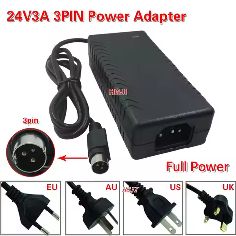 24v 3a 3pin power adapter AC/DC power adapter 24v 2.5a 24v 3a power supply for Label Printer 3 hole 