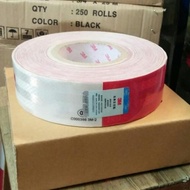 TERLARIS- Stiker reflective diamond grade 3m- scotlet merah putih 3m 2" x 45mtr