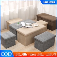 [Luxe] Large Capicity Foldable Multi-function Fabric Storage Stool Home Living Sofa Storage Box