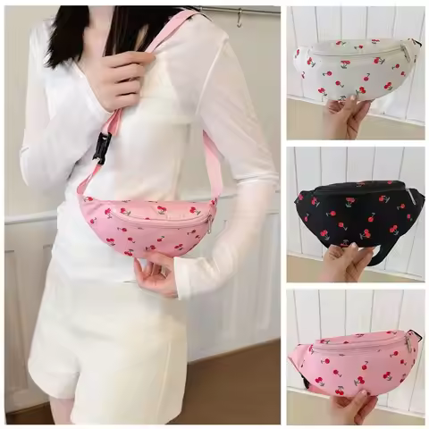 Sweet Polyester Cherry Crossbody Bag Cartoon Cherry Shoulder Pouch Sling Bag Women