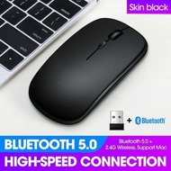 Wireless Mouse Mute Office Mouse Rechargeable Bluetooth 5.0 + 2.4G USB Interface 1600dpi