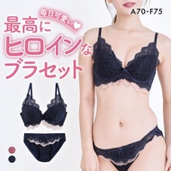 Elegante high side lacey frill plunge bra panties set (Sizes A-F)(A48J5287AF)(Direct from Japan)1