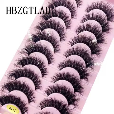 HBZGTLAD 10 Pairs 3D Mink False Eyelashes Messy Dense Lashes Short Mink Eyelashes Makeup Fake Eyelas