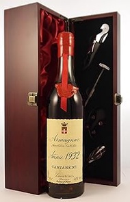Castarede Vintage Bas Armagnac 1932 (70cl) in a silk lined wooden box with four wine accessories, 1 