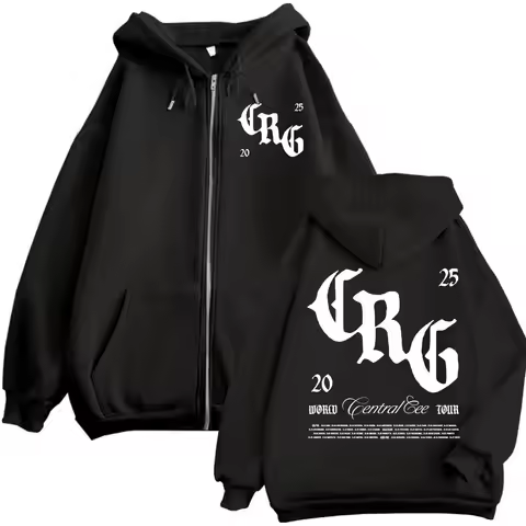 Rapper Central Cee Zipper Hoodie CAN'T RUSH GREATNESS World Tour 2025 Zip Up Sweatshirts Men's Women