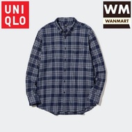 Uniqlo Men Shirt Kemeja Pria Flannel Kotak Lengan Panjang Navy