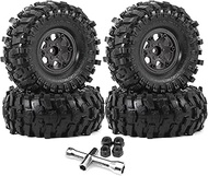 WLYJEA 1.9in RC Crawler Mud Slingers Tires 118mm RC Rubber Tires w/12mm Hex Plastic Beadlock Wheel H
