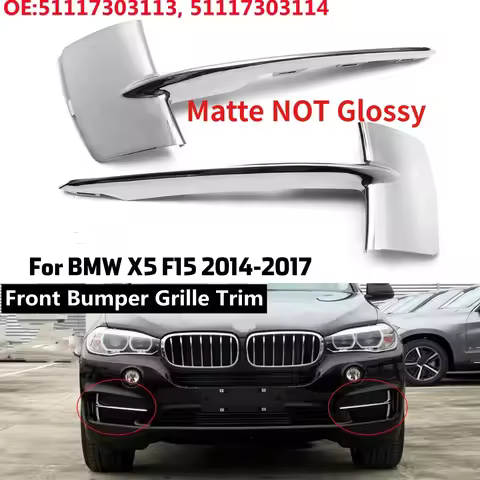 Matte Front Bumper Grille Trim Molding ABS For BMW X5 F15 35i 35ix 35dx 40ex 2014-2017 51117303113 5