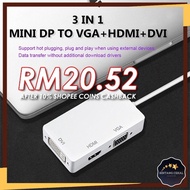 [BC] Mini (DP) Display Port Thunderbolt to VGA+HDMI+DVI Adapter Cable for HDTV / Projector / Display