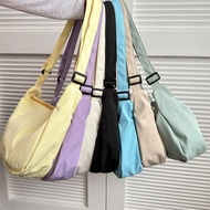 DSFYG Large Capacity Lightweight Shoulder Bag Cream Color Korean Style Simple Dumpling Bag Simple Messenger Bag Canvas Bag with Pendant Girls