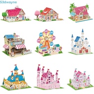 DWAYNE 3D Castle Airplane Assembly Model, 3d Puzzles Cardboard, Cartoon Airplane EVA Building Model 