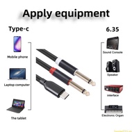 SUN Type C to Double 6 35mm Cord USB C to 1 4inch TRS Cable for Speaker Mixing