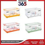 Borong365 35L Transparent Collapsible Storage Bin with Cover Stackable Organizer Foldable Storage Bo