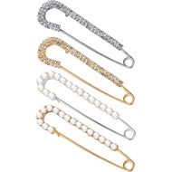 Boao 4 Keping Pin Bros Wanita Klip Selendang Sweater Bros Mutiara Kristal Palsu Pin Keselamatan Klip