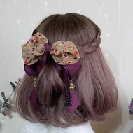 紫 高雅雪紡刺繡香蕉夾 相交夾 髮圈 髮束 大腸圈 髮飾 髮夾