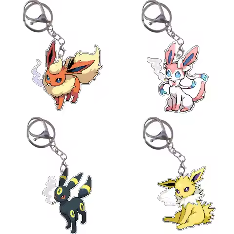 Pokemon Keychain Smoking Sylveon Flareon Umbreon Vaporeon Glaceon Espeon Funny Anime Game Characters