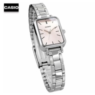 Velashop นาฬิกาข้อมือผู้หญิงคาสิโอ Casio Standard สายสแตนเลส หน้าปัดชมพู รุ่น LTP-V009D-4EUDF,  LTP-V009D-4E, LTP-V009D