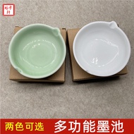 Best-Selling Ceramic Ink Pool Ink Saucer Pen Holder Pen Holder Pen Ink Kelp Box 2 Colors Ceramic Ink