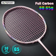 ALP BBQ2.0 Damping Ring 8U G5 Super Light Single Badminton Racket With Gift UtraLight 100 Full Carbon Fiber Professional Tied String Training Reket Sport Titanium Alloy Shock Absorption Ranbow Frame Black Pink Raket Badminton ไม้แบดมินตัน