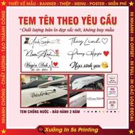 Name stamps upon request, signature stamps for motorbikes, cars, helmets, shop messages (NAME SDT N/