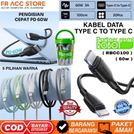 Type C to Type C Data Cable ROBOT RBCC100 60W TYPE C CABLE 1 Meter Original ROBOT TYPE C TO TYPE C 6