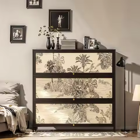 Mid Ancient Style Household Bamboo Shoe Cabinet, Stackable Shoe Cabinet, Living Room Storage Cabinet