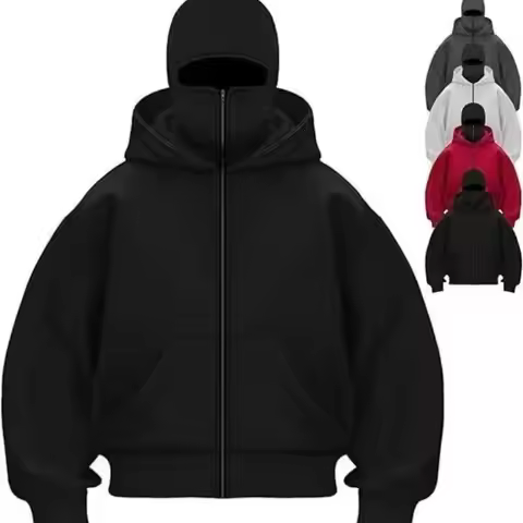 Men's and women's Balakava Y2K Gothic Harajuku event double hooded sweatshirts, men's hooded mask zi