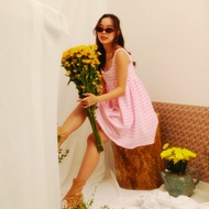 lookbooklookbook nugget dress pink and white knit ชุดมินิเดรส สีชมพู