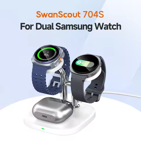 SwanScout 704S Dual Watch Charger for Samsung Watch 8 Classic Wireless Charging Station for Galaxy W