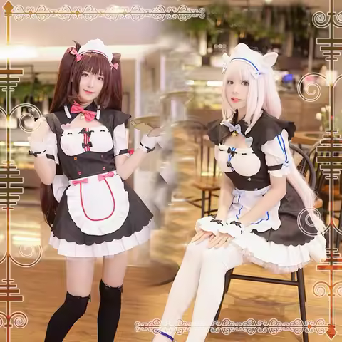 Anime Nekopara Cosplay Chocola Vanilla Apron Maid Dress Cosplay Costume Jk Uniform Dress Cosplay Wom